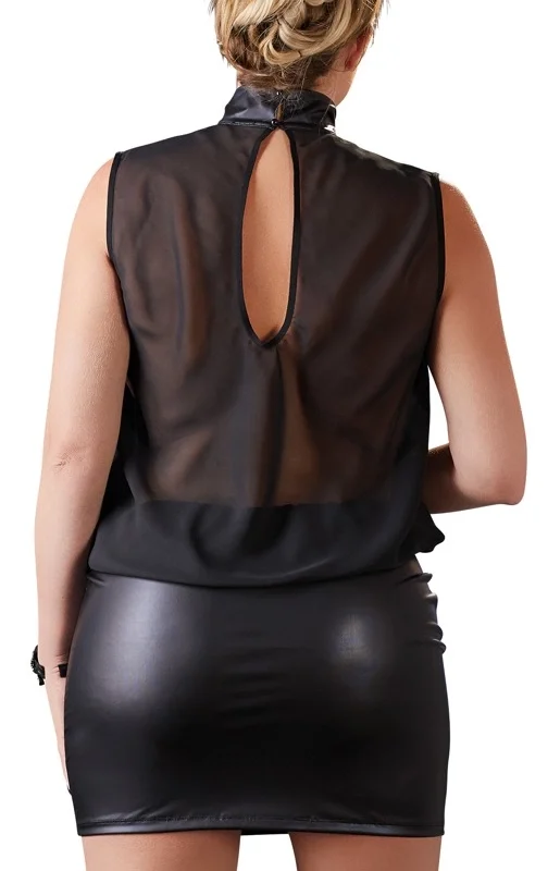 Cottelli Collection Transparent Black Dress XL, Loose Top & Fitted Skirt