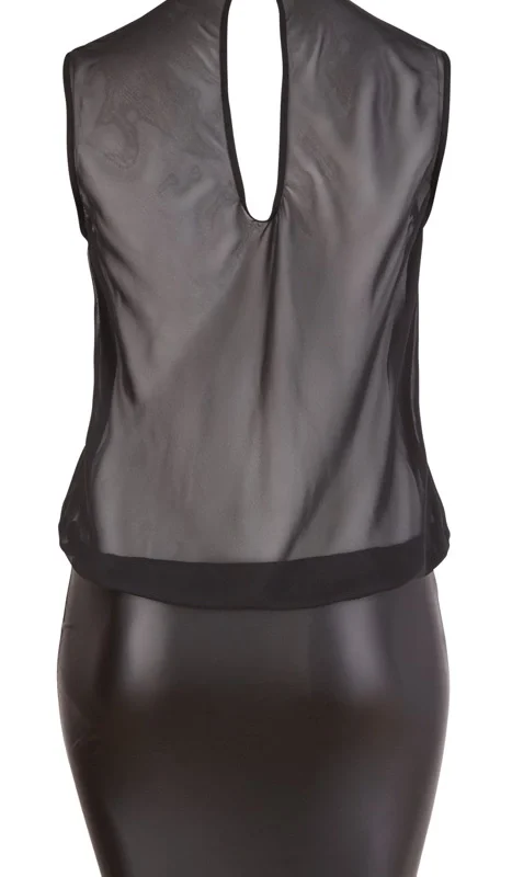 Cottelli Collection Transparent Black Dress XL, Loose Top & Fitted Skirt