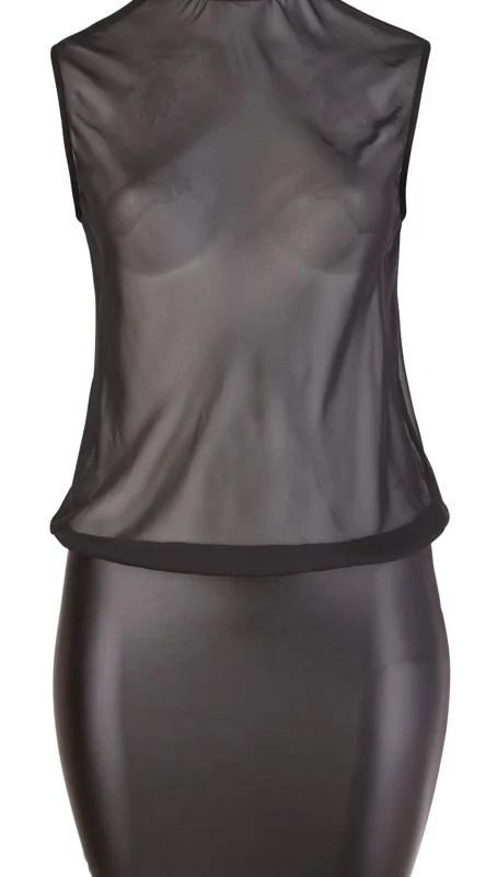 Cottelli Collection Transparent Black Dress XL, Loose Top & Fitted Skirt