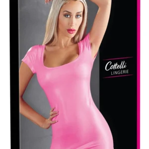 Cottelli Collection Hot Pink Stretch Dress, Wide Neckline, Size M