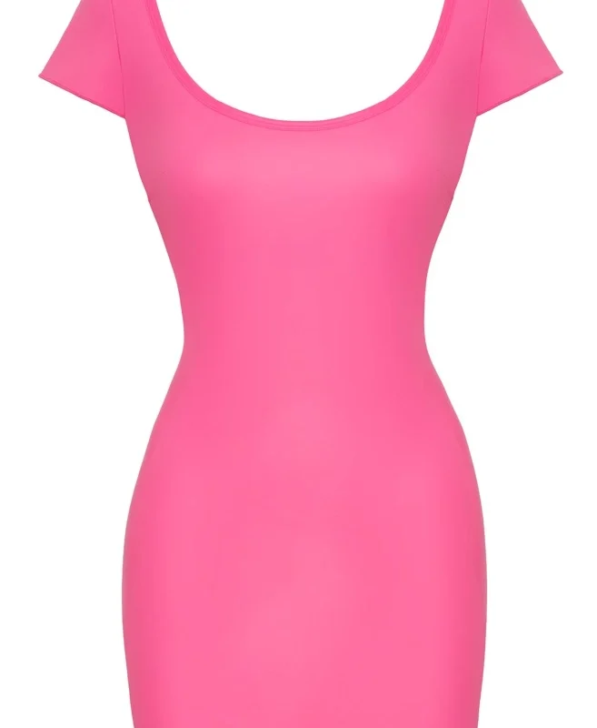 Cottelli Collection Dress Hot Pink XL - Shiny Fitted Partywear