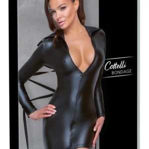 Cottelli BONDAGE Black Matte Long Sleeve Dress with High-Neck M