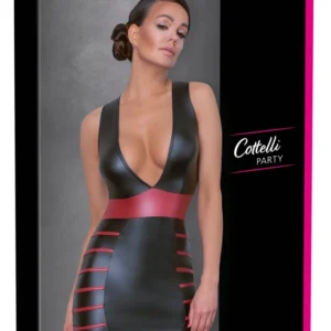 Cottelli PARTY Dress Black/Red S - Matte Look, Figure-Enhancing Design