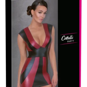 Cottelli Collection PARTY Dress Red/Black XL - Fitted Matte Look