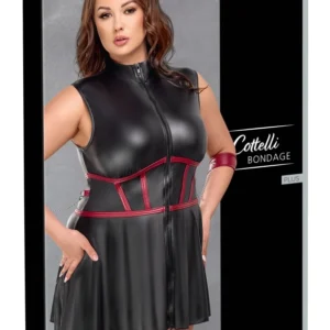 Cottelli Bondage Plus Dress XL - Black Matte, Adjustable Arm Cuffs, Mask