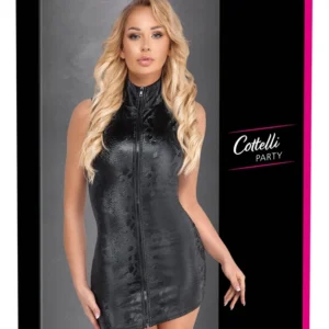Cottelli PARTY Snake Zip Dress M - Shiny Snakeskin, Sleeveless, Short Fit