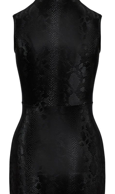 Cottelli PARTY Dress Snake Zip XL Matte Snakeskin Look, Sleeveless