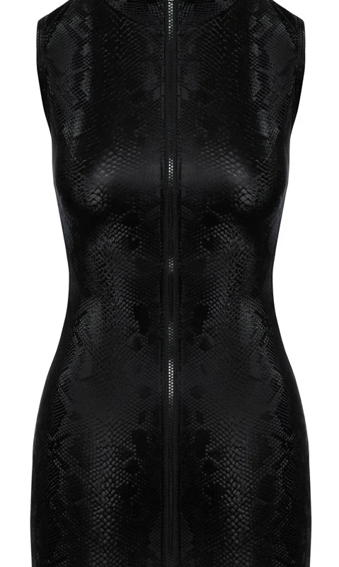 Cottelli PARTY Dress Snake Zip XL Matte Snakeskin Look, Sleeveless
