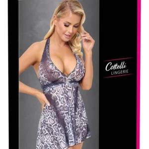 Cottelli Lingerie Dress L Snakeskin Pattern Transparent Powernet