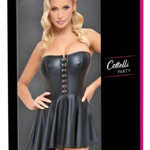 Cottelli PARTY Black Mini Corset Dress with Silver Hook Detailing S