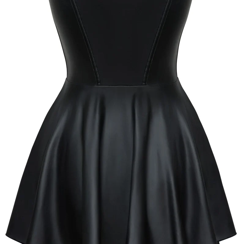 Cottelli PARTY Mini Dress Black Matte Look, Corset-Style, Size M