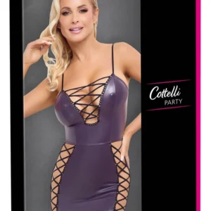 Cottelli PARTY Matte Look Mini Dress Lacing Purple Size L