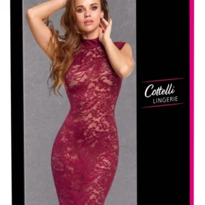 Cottelli LINGERIE Lace Dress Bordeaux Red S - Elegant Sleeveless Knee-Length