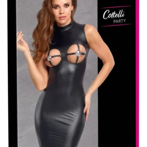 Cottelli PARTY Dress L Black Matte Elegant Adjustable Breast Design