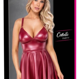 Cottelli PARTY Mini Dress Red Matte Look, Adjustable Straps, Size M