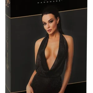 Noir Handmade Orgia Luminara Halterneck Shimmer Mini Dress Black S