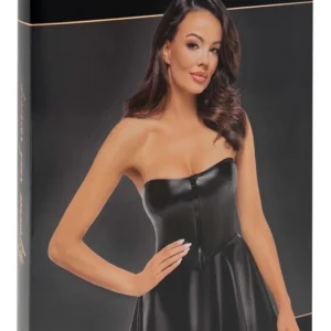 Noir Powerwetlook Tube Dress L - Versatile Black Mini Dress with Adjustable Straps