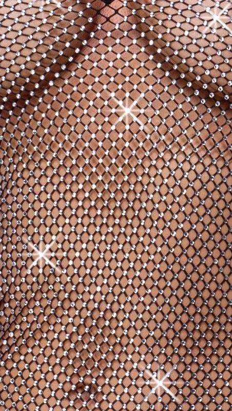 Cottelli PARTY Sparkly Mesh mini suknelė M – Kalnų krištolas puošta, juodi vamzdeliai