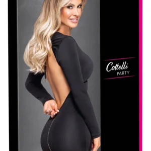 Cottelli PARTY Backless Black Mini Dress with Gold Zipper, Size M