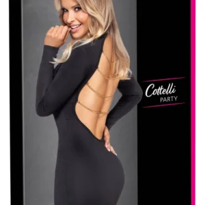 Cottelli PARTY Mini Dress with Removable Gold Chains, Black, M