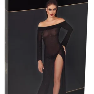 Noir Handmade Long Sparkling Mesh Dress Black Size S