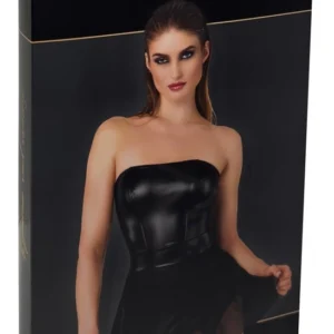 Noir Handmade Dress with Powerwetlook Corset and Tulle Skirt M