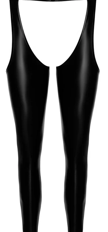 Noir Handmade Powerwetlook Chaps L, Open Design, Black Finish