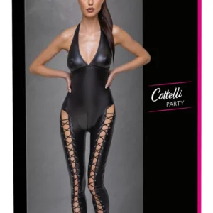Cottelli PARTY Jumpsuit Lacing Black Matte Look, Size L