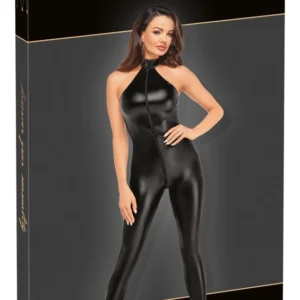 Noir Handmade Rhine S Powerwetlook Jumpsuit with Rhinestone Details