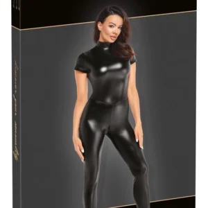 Noir Handmade Jumpsuit Powerwetlook Black, Adjustable Lace-Up, Size M