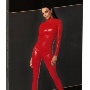 Noir Handmade Orgia Jumpsuit Red S - Powerwetlook, Long Sleeves