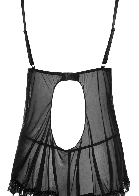 Cottelli Collection Babydoll Ruffles M Black Lace Adjustable Lingerie