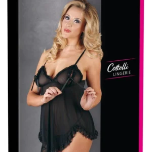 Cottelli Collection Babydoll Ruffles Black Lace Plus Size 2XL