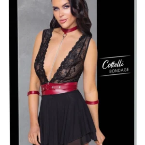 Cottelli Collection Bondage Babydoll M - Black & Red, Adjustable, Lace