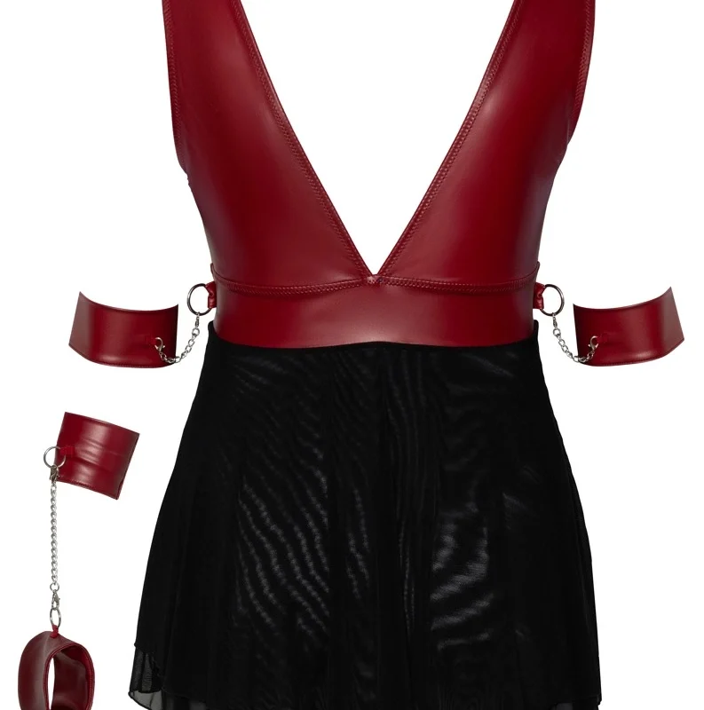 Cottelli Bondage Plus Babydoll Red 3XL Adjustable Straps & Powernet