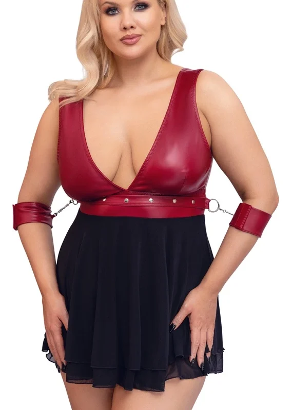 Cottelli Bondage Plus Babydoll Red 3XL Adjustable Straps & Powernet