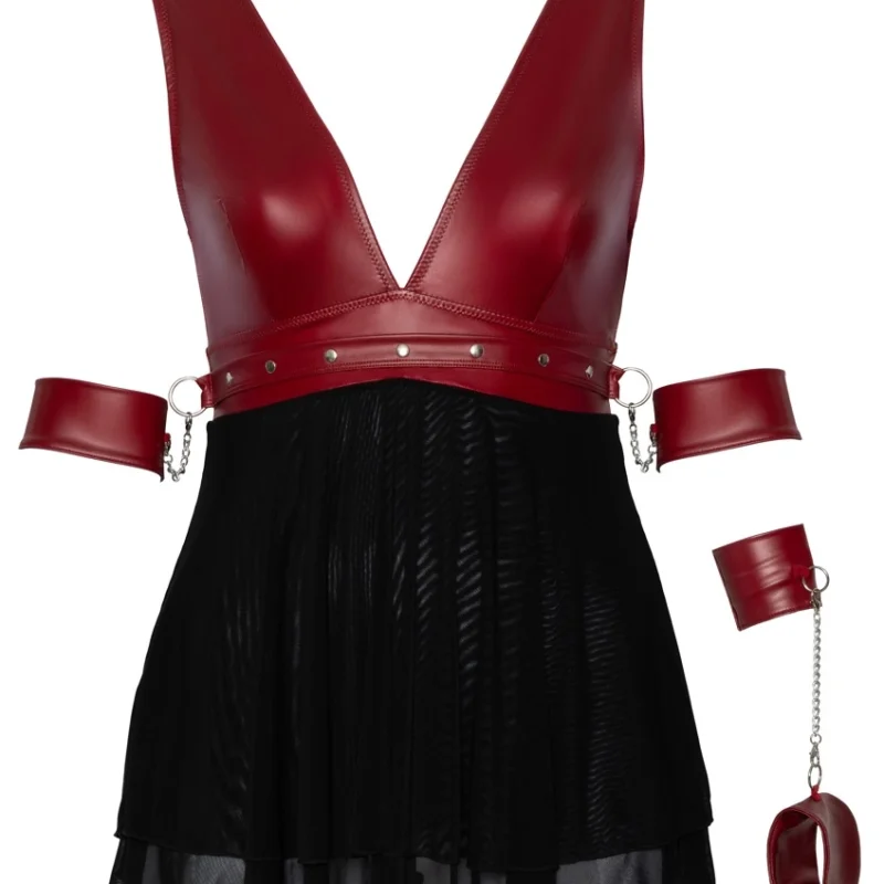 Cottelli Bondage Plus Babydoll Red 3XL Adjustable Straps & Powernet