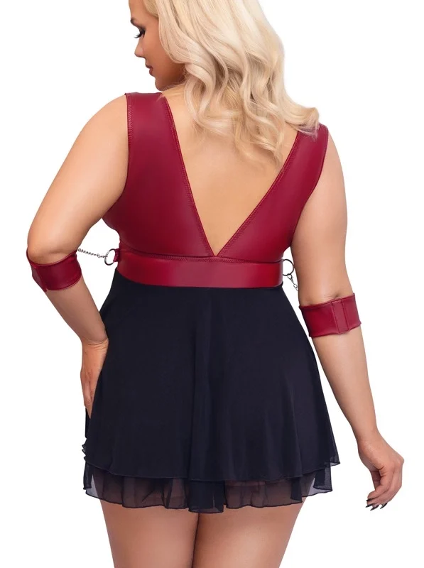 Cottelli Bondage Plus Babydoll Red 3XL Adjustable Straps & Powernet