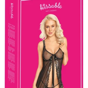 Kissable Babydoll & String Set S/M - Elegant Lace, Adjustable Fit