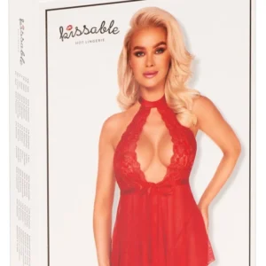 Kissable Babydoll Red L/XL - Floral Lace & Powernet Set