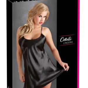 Cottelli Collection Satin Chemise Black Adjustable Straps M