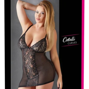 Cottelli Collection Curvy Lace Lingerie Dress 4XL Black Adjustable Straps