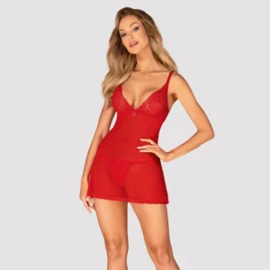 Obsessive Chilisa Babydoll XS/S - Elegant Lace Intimate Set Red
