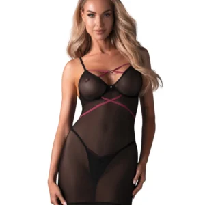 Obsessive Novenes Chemise Set Black XL/2XL Adjustable Straps