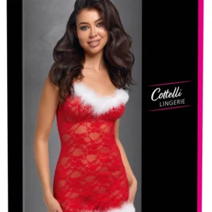 Cottelli apatinis trikotažas X-Mas Chemise L/XL raudoni nėriniai, reguliuojami dirželiai