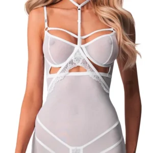 Obsessive Arrowel Chemise White 2XL/3XL Adjustable Lace Design