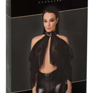 Noir Handmade Bolero Tulle L - Black Sheer Powerwetlook Cape