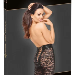 Noir Handmade Powerwetlook & Lace Pencil Skirt Black S Anatomic Fit