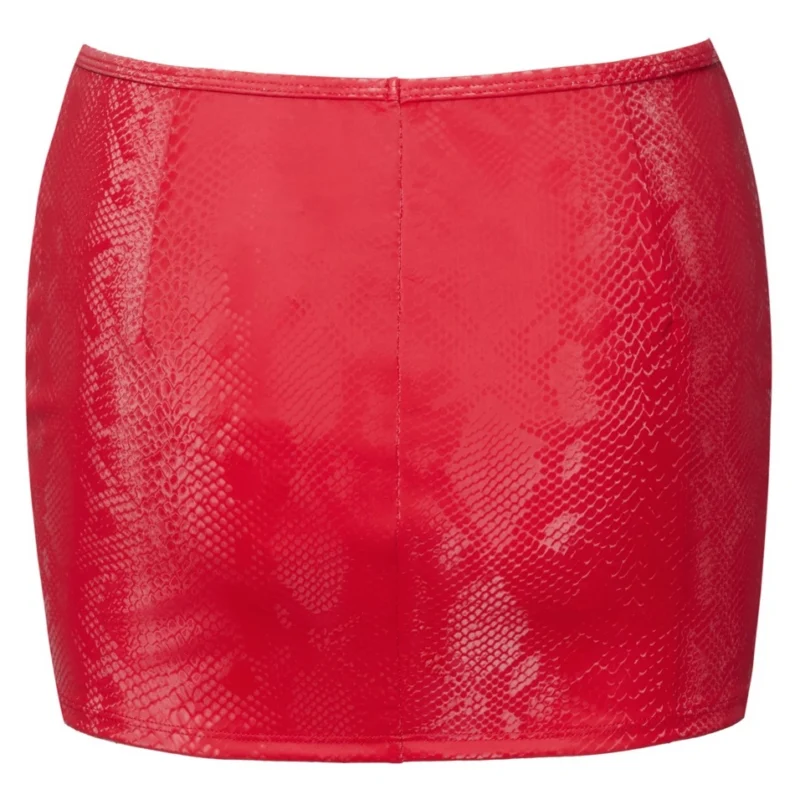 Cottelli PARTY Mini Skirt Red Snakeskin Look Size S Stretchy Fit