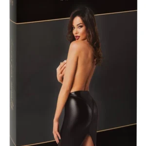 Noir Orgia Exclusive Powerwetlook Midi Skirt with Back Zip Black S